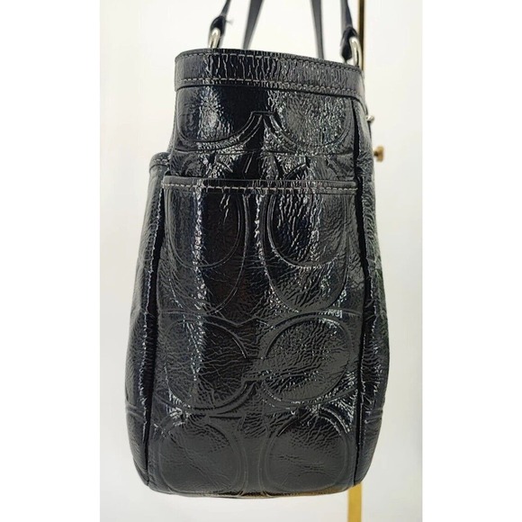 COACH Gallery Embossed Black Patent Leather Medium Tote Bag F19462 Fast Ship - Picture 5 of 15